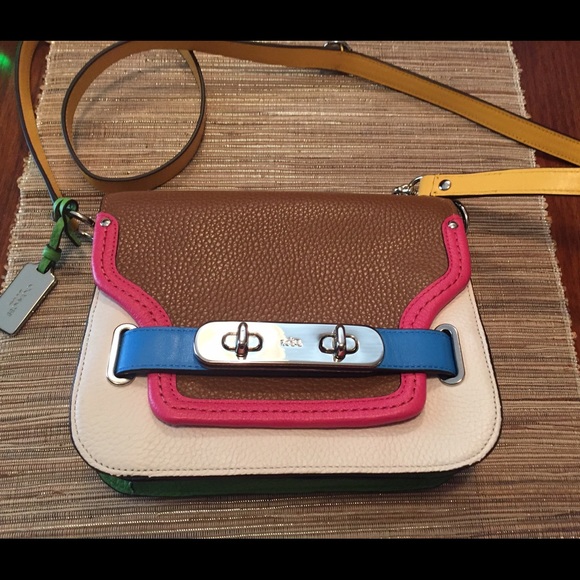 coach swagger shoulder bag in  rainbow colorblock - Picture 1 of 6